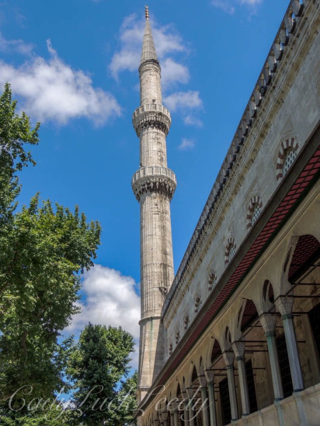 A Minaret of the Blue Mosque, Istanbul, Turkey