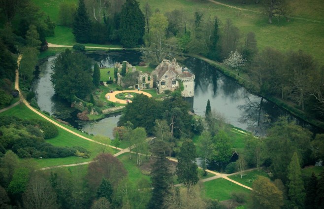 Aerial View of Scotney Castle, Lamberhurst, Kent, UK