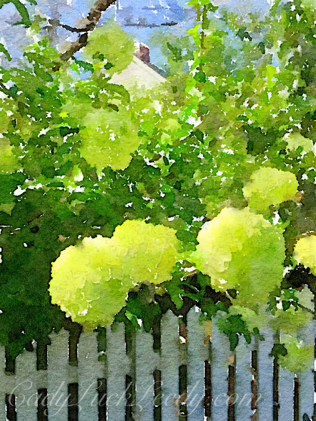 Spring Green Snowball Painted in Waterlogue App